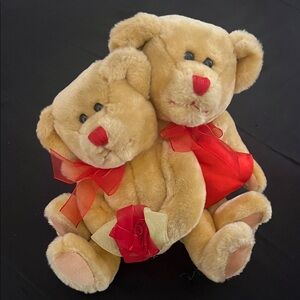 Adorable Twin Teddy Bears with Red Accents